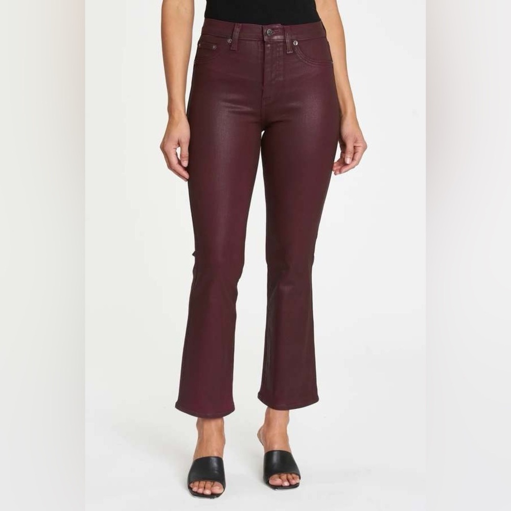 NWT Pistola Lennon High Rise Crop Boot in Coated Merlot Sz 31